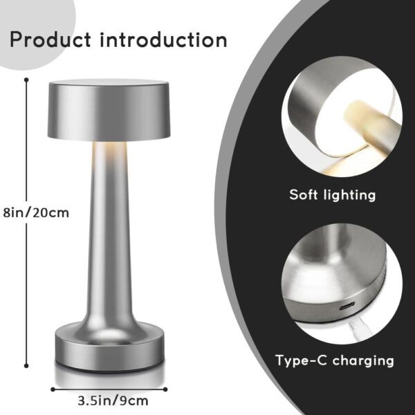 Portable LED Table Lamp, 3-Levels Brightness Metal Desk Lamp,3 Color Touch Control Rechargeable Lamp, Ideal Bedside Lamp for - Image 11