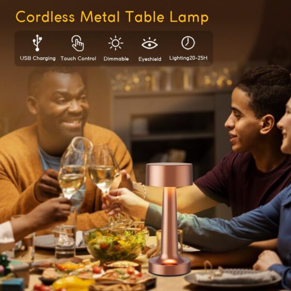 Portable LED Table Lamp, 3-Levels Brightness Metal Desk Lamp,3 Color Touch Control Rechargeable Lamp, Ideal Bedside Lamp for - Image 14