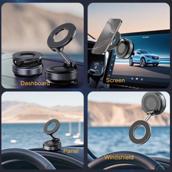 Upgraded 360° Vacuum Magnetic Suction Car Phone Holder for Magsafe, Hands-Free Suction Cup Phone Mount for - Image 6