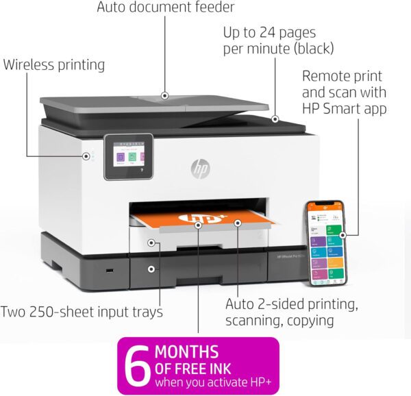 HP OfficeJet Pro 9135e All-in-One Printer, Color, Printer-for-Small Medium Business, Print, Copy, scan, fax, Wireless 3 months - Image 12