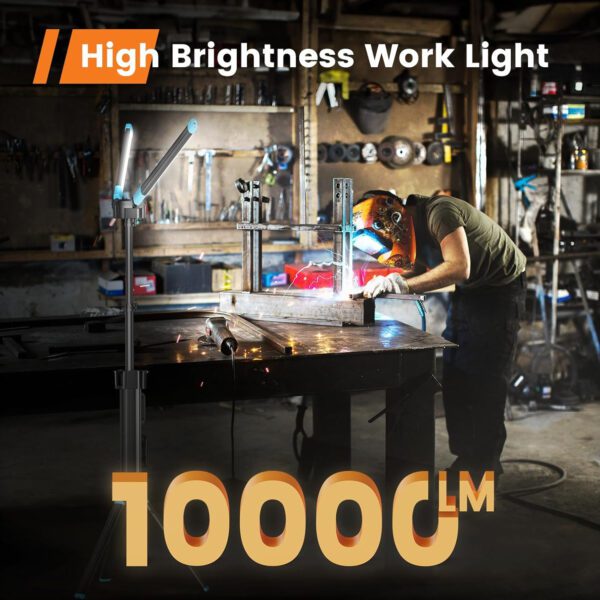5000 Lumen Work Light with Stand, GoGonova 67'' Rechargeable Cordless Work Light with Triple LED Lamps, 1200/2500/5000 Lumen, - Image 10