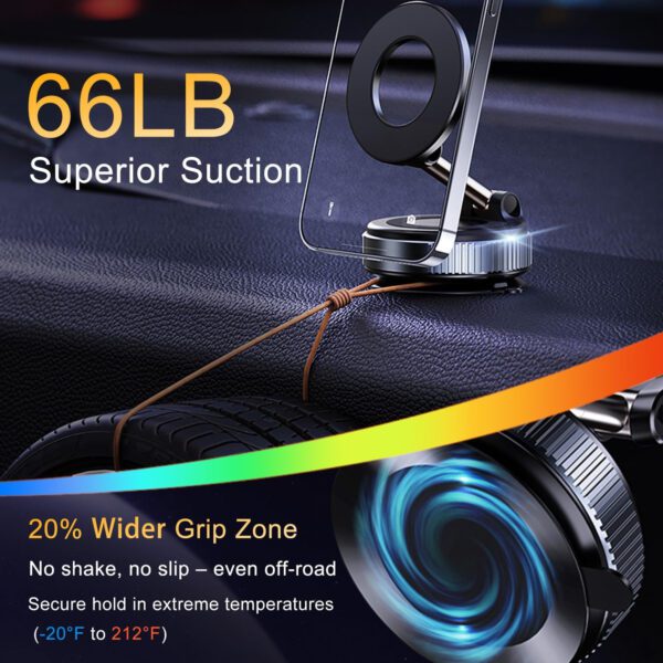 Upgraded 360° Vacuum Magnetic Suction Car Phone Holder for Magsafe, Hands-Free Suction Cup Phone Mount for - Image 3