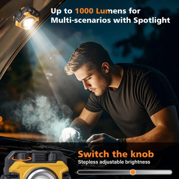 Samyoung 2 Pack Super Bright Rechargeable Work Light, 28 Hours Long Lasting Stepless 2700-8000K White Warm & Brightness Magnetic - Image 3
