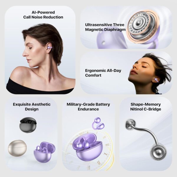 AI Translator Earbuds，Real Time 3-in-1 Translation Earbuds 144 Languages & Accents，Open-Ear Clip-On Design for Travel, - Image 6