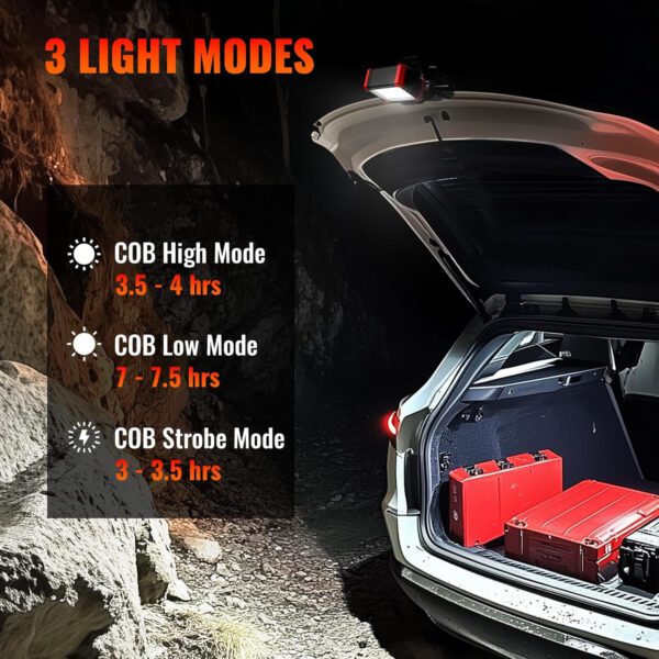 LED Rechargeable Work Light with Clamp, 2100LM COB Magnetic Clip on Worklight 270° Rotating with Mobile Charger, Portable Clamp - Image 3