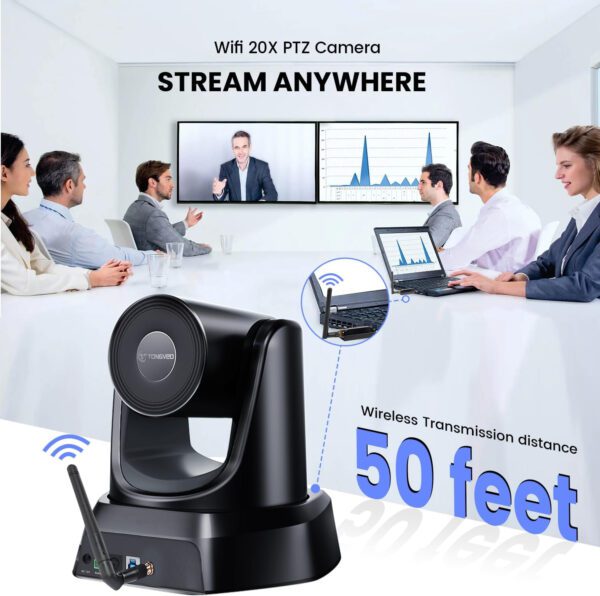 5.8GHz Wireless Conference Room Webcam, Church Live Streaming 3X USB 1080P 60fps PTZ Camera for Worship Services Online - Image 13