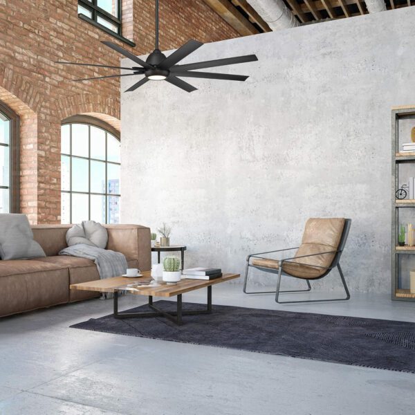 WAC Smart Fans Mocha XL Indoor and Outdoor 8-Blade Smart Home Ceiling Fan 66in Matte Black with 3000K LED Light Kit and Remote - Image 2